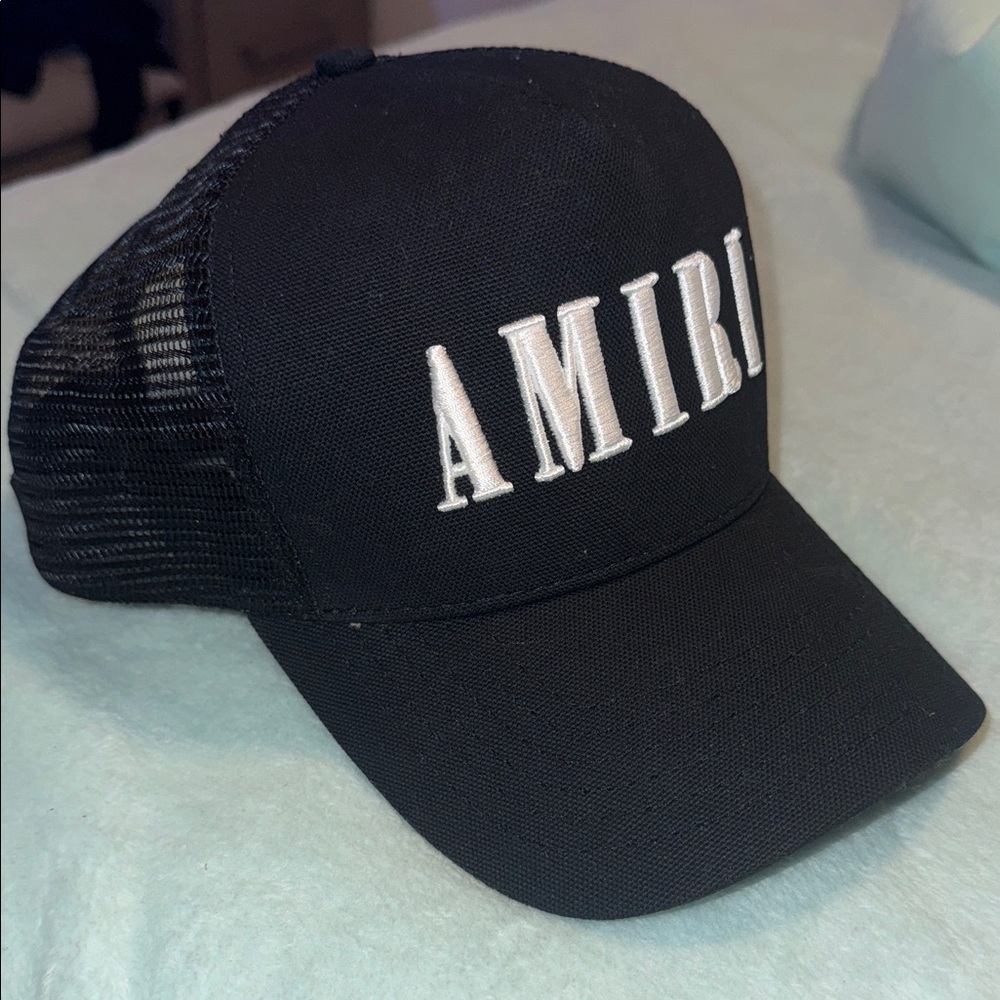 100% Authentic Brand New AMIRI Black Mesh Trucker Hat ONLY TRIED ON NEVER USED
